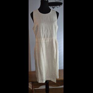 NWT RW & Co Lined Cream Linen Blend Dress (12)